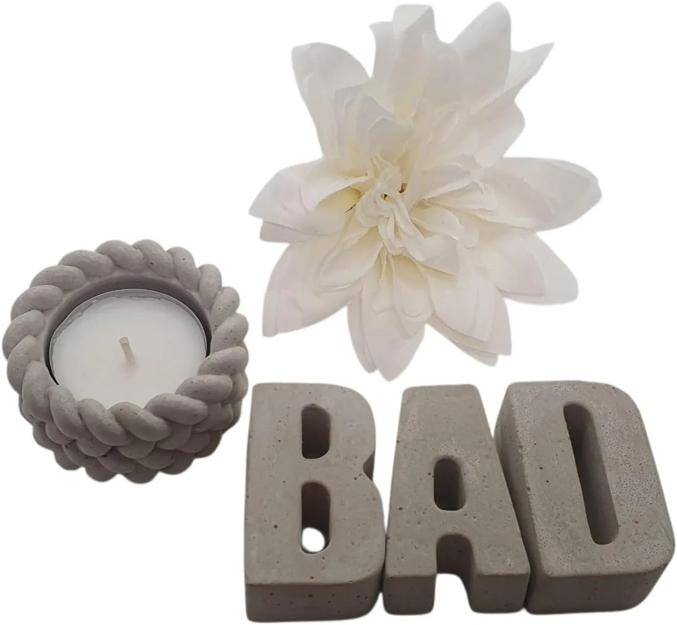 Tub Tea Letters Concrete BAD, 1 шт, Серый Generic — фото 2