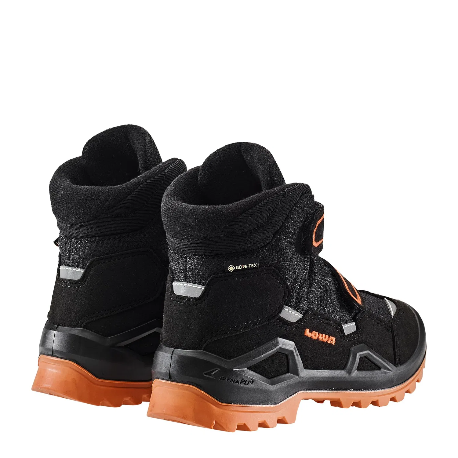 Детские ботинки для мальчиков с мембраной Milo Evo Gtx Mid Jr LOWA, Black Orange — фото 4