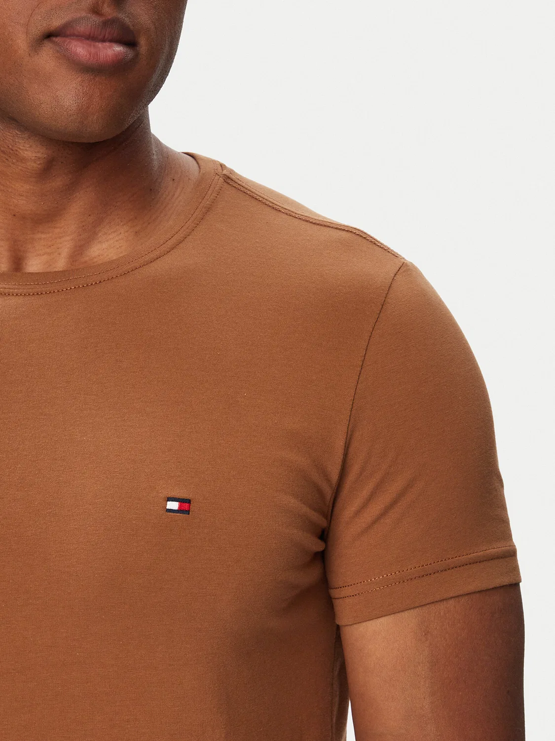 Мужская футболка приталенного кроя Tommy Hilfiger, коричневый — фото 4