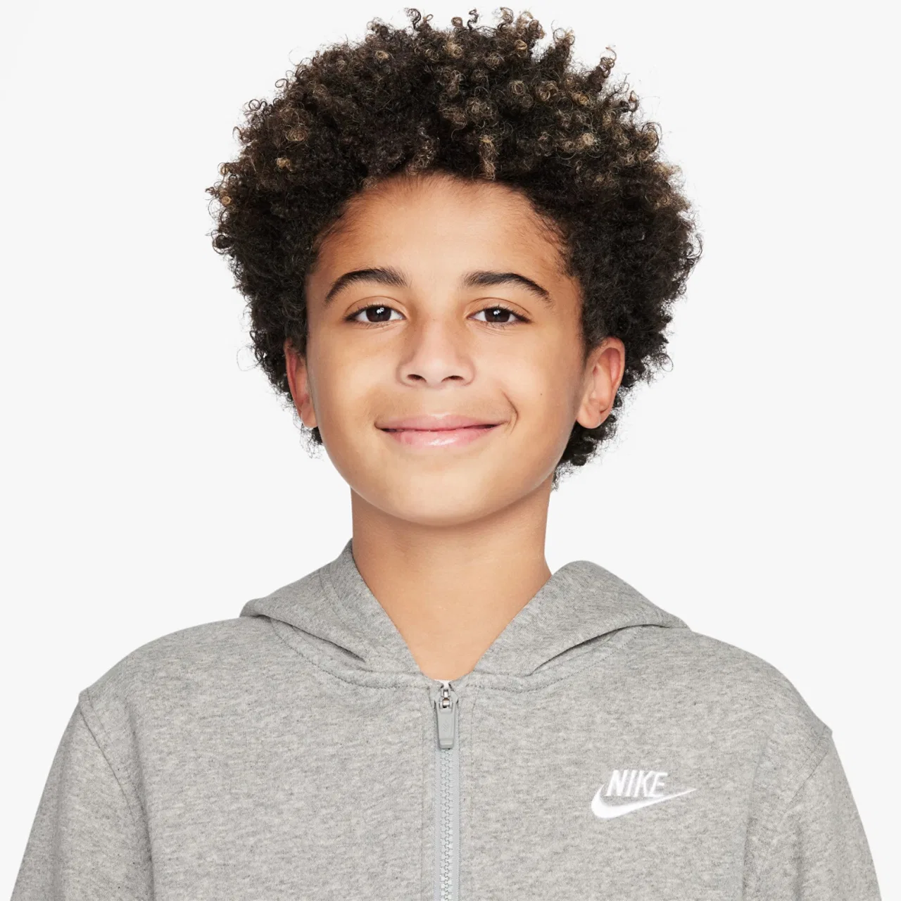 Детская толстовка на молнии NSW Club Fleece LBR Nike, цвет Dark Grey Heather/White — фото 3