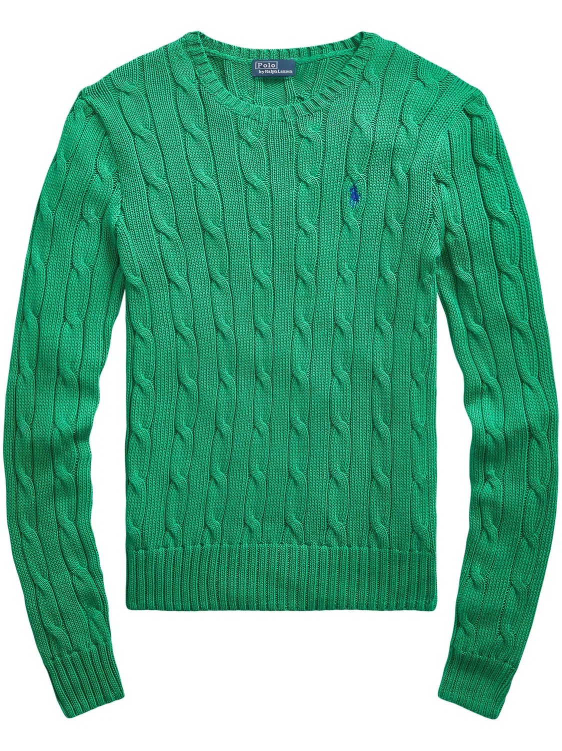 Хлопковый свитшот с фактурной вязкой Polo Ralph Lauren, зеленый
