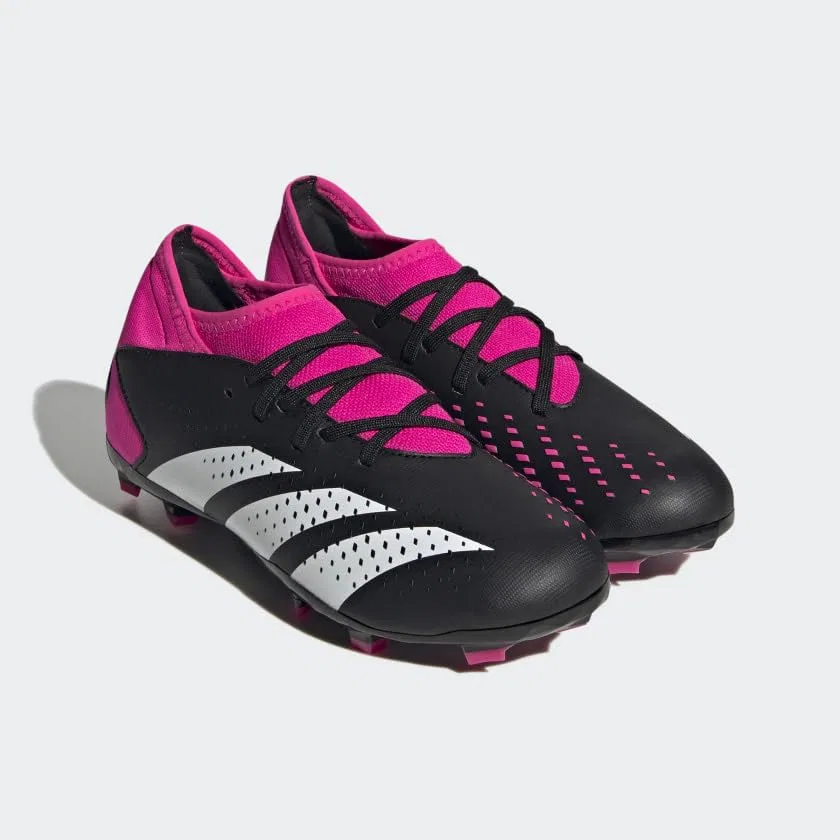 Детские бутсы футбольные с твердой подошвой Predator Accuracy.3 Firm Ground Adidas, Black White Pink Team Shock — фото 4