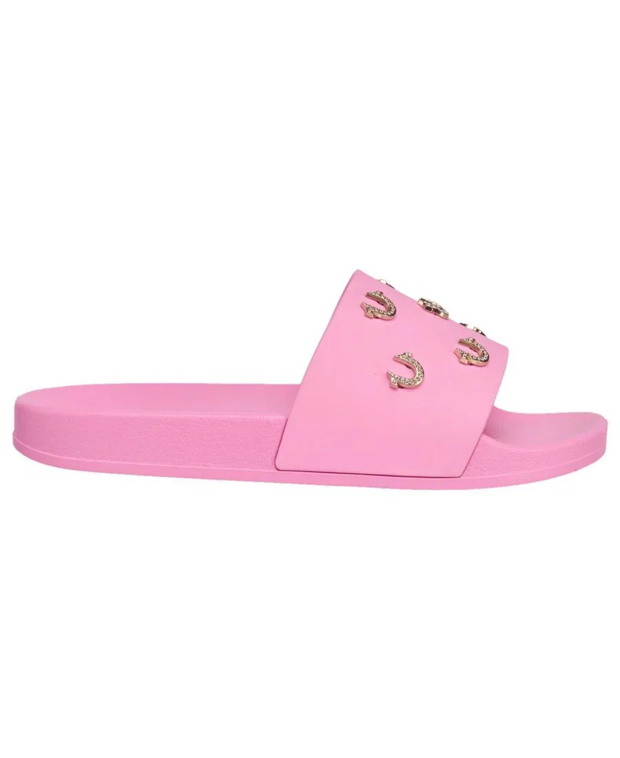 Сандалии-слайды с блестящим логотипом Kash Bling Horseshoe True Religion, Blush — фото 2
