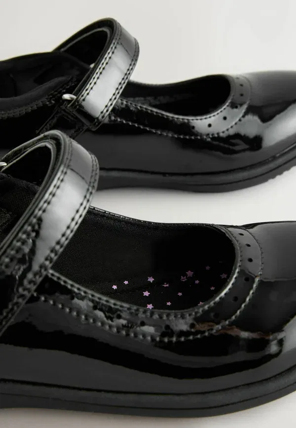Туфли с броогингом School Brogue Detail Mary Jane Shoes Next Black Patent, черный — фото 3