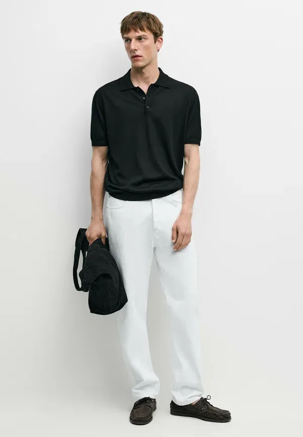 Футболка поло из шерсти и лиоцелла Polo shirt Massimo Dutti, черный — фото 2
