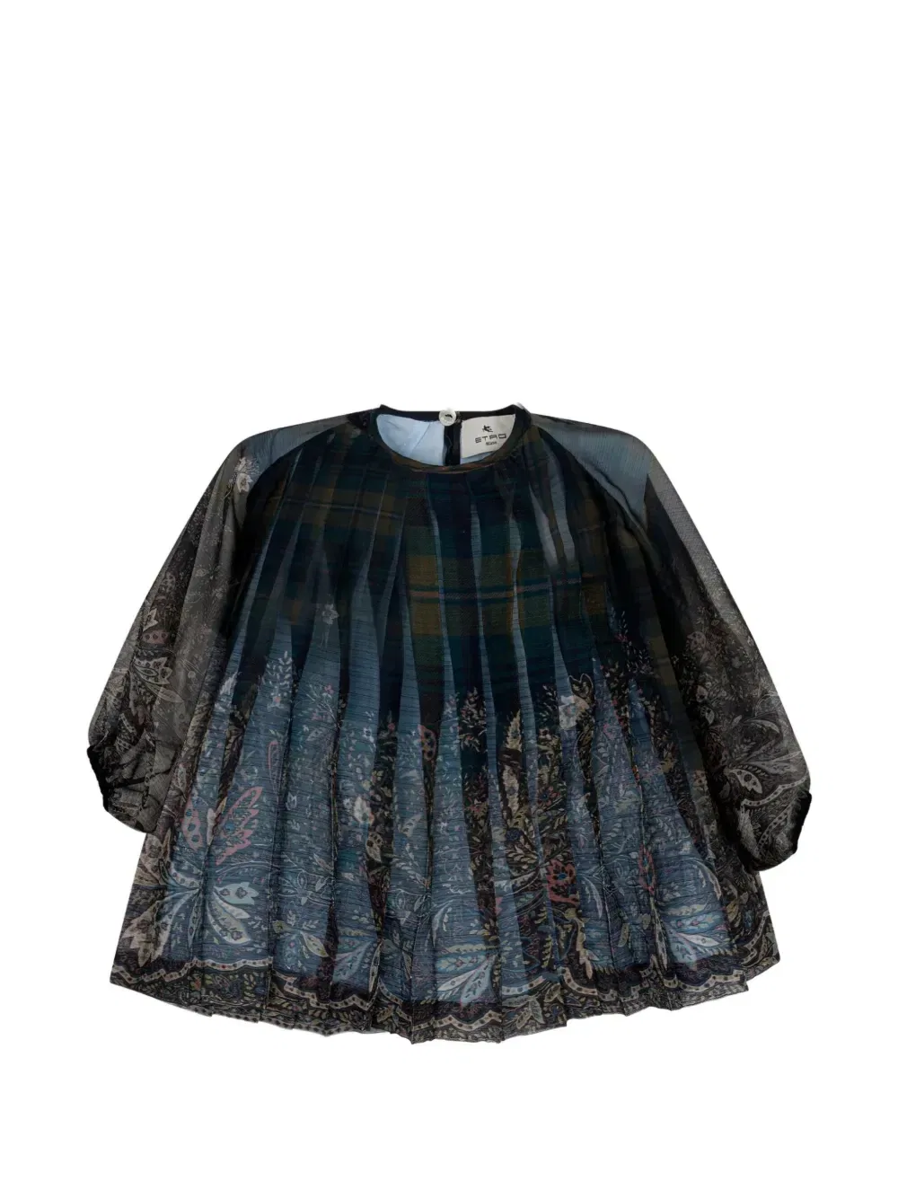 Плиссированное платье с принтом Etro Kids, синий