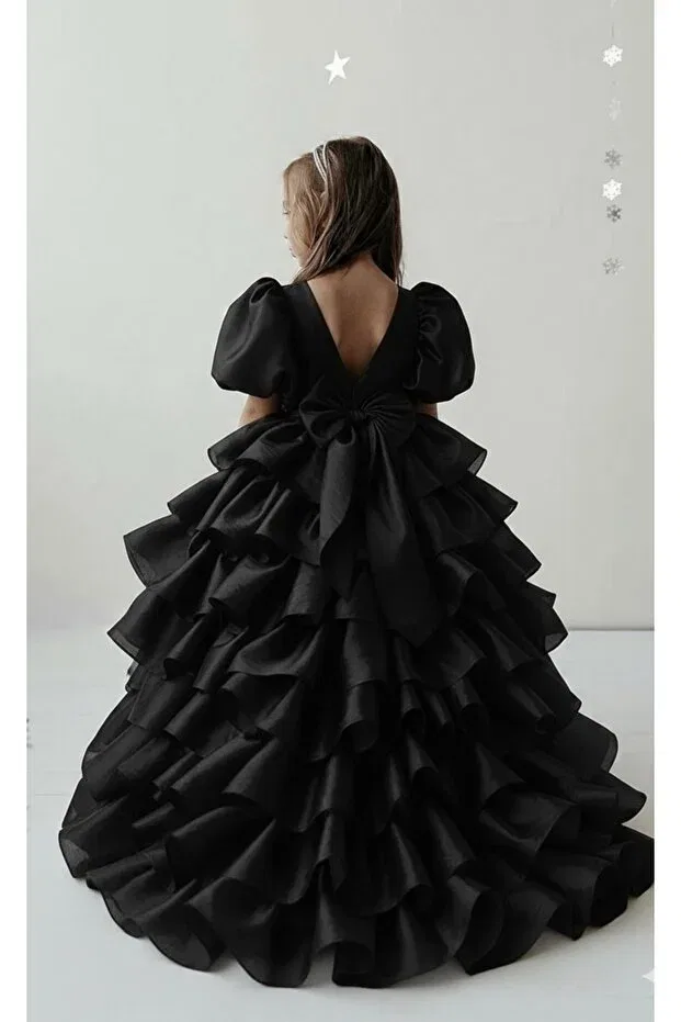 Детское платье из сатина с бантом Asel Kids, Black