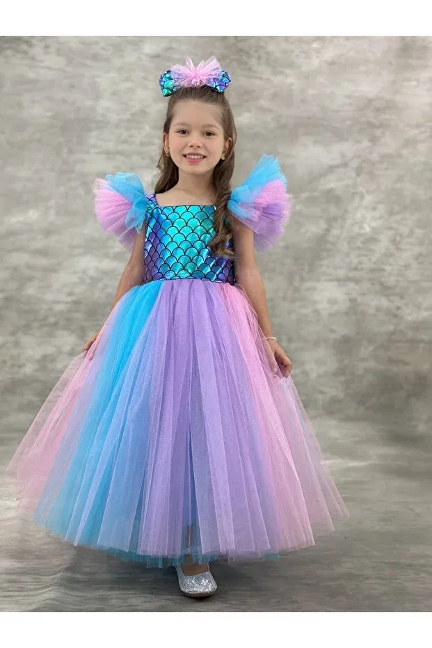 Детское платье для девочек с принтом Mermaid princess girl's dress Buse&Eylül Bebe, Multicolor