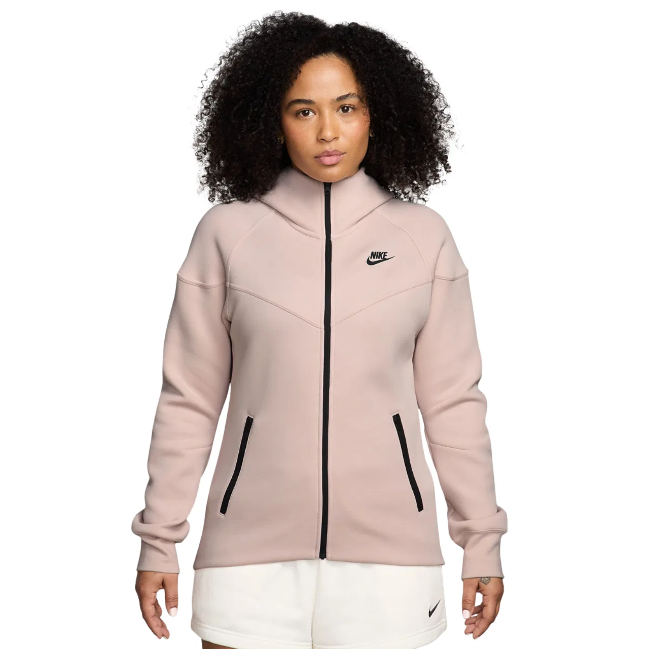 Женское худи с капюшоном Tech Fleece WR Full-Zip Nike, розовый/черный
