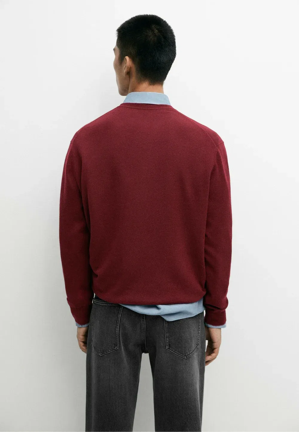 Свитер-Джемпер из 100% кашемира в рубчик Massimo Dutti, Dark Red — фото 3