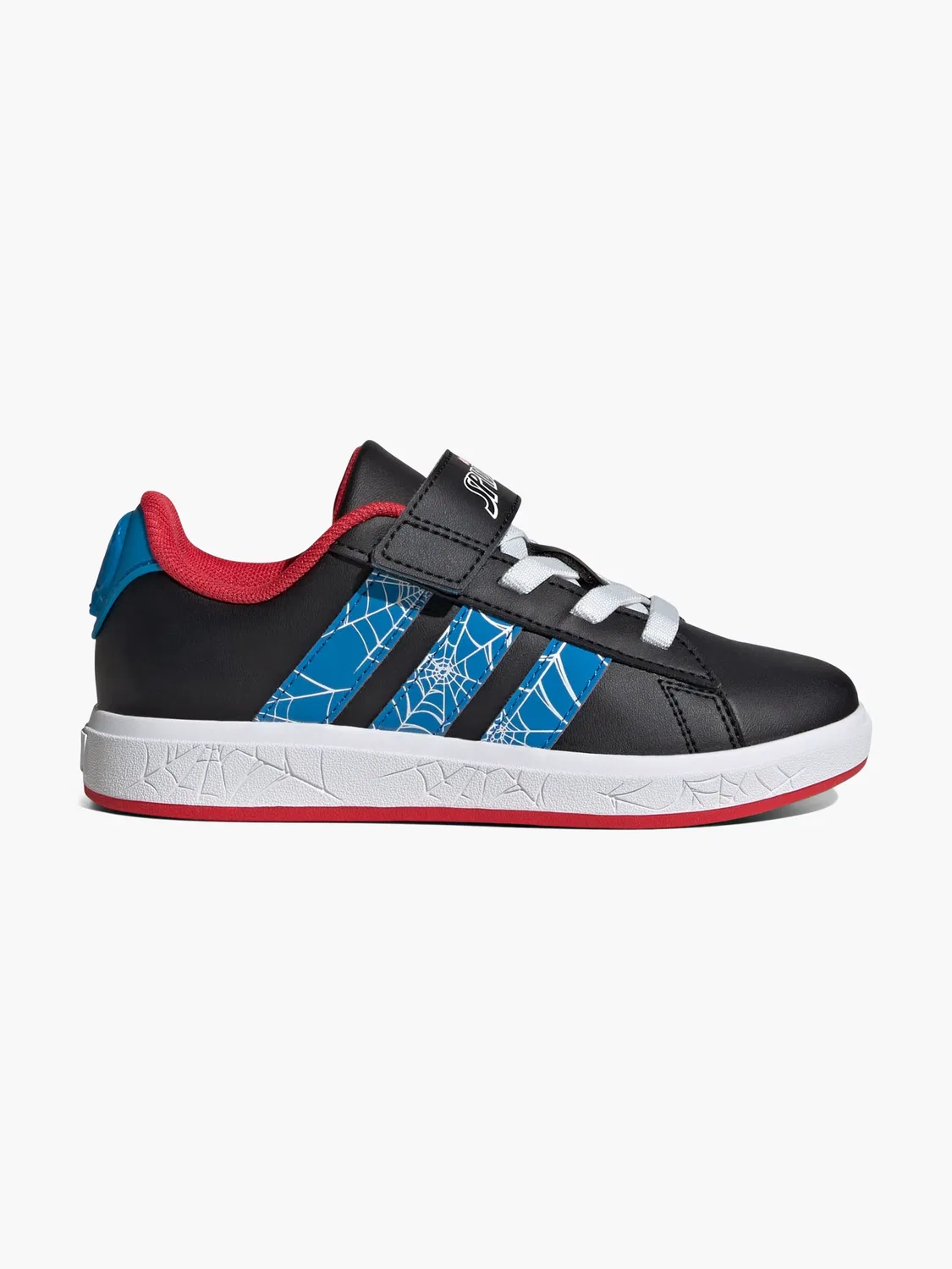 Детские кроссовки на липучках с пауком Adidas, черный