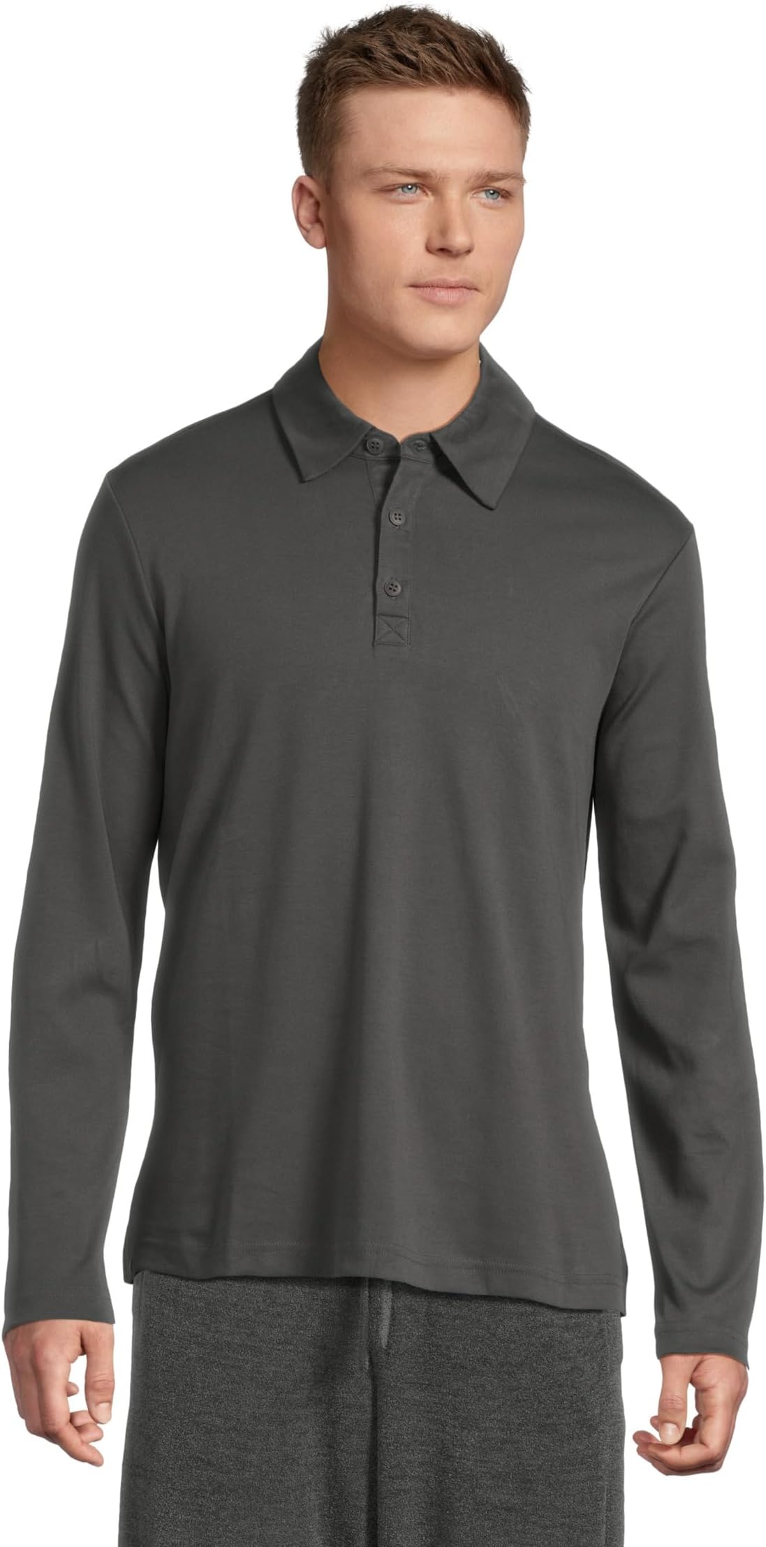 

Футболка Barefoot Dreams Malibu Collection Pima Long Sleeve Polo, цвет Carbon