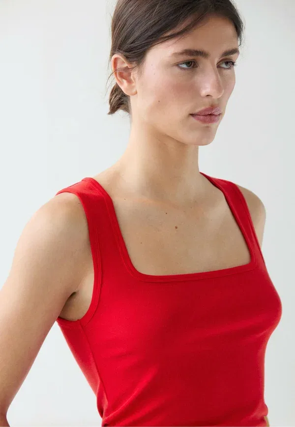 Топ хлопковый Massimo Dutti, red, красный — фото 3