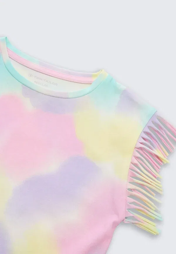 Футболка с бахромой T-shirt Tom Tailor, Rainbow Watercolor Print — фото 3
