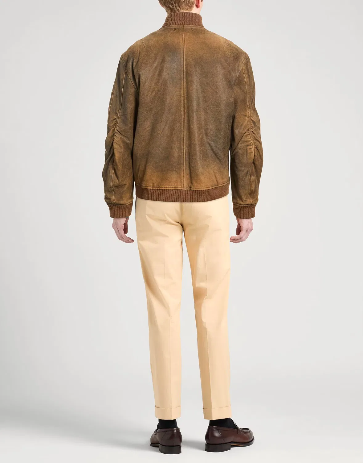 Мужская куртка-бомбер из овчины Golden Goose, светло-коричневый — фото 3