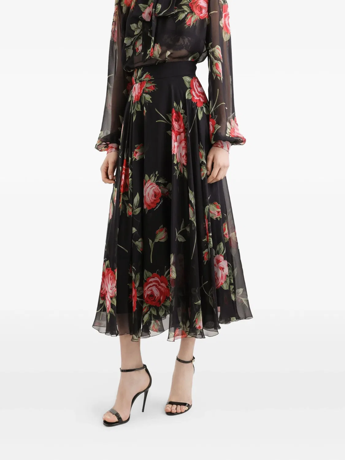 Юбка-миди шелковая черная Dolce & Gabbana, черный — фото 2