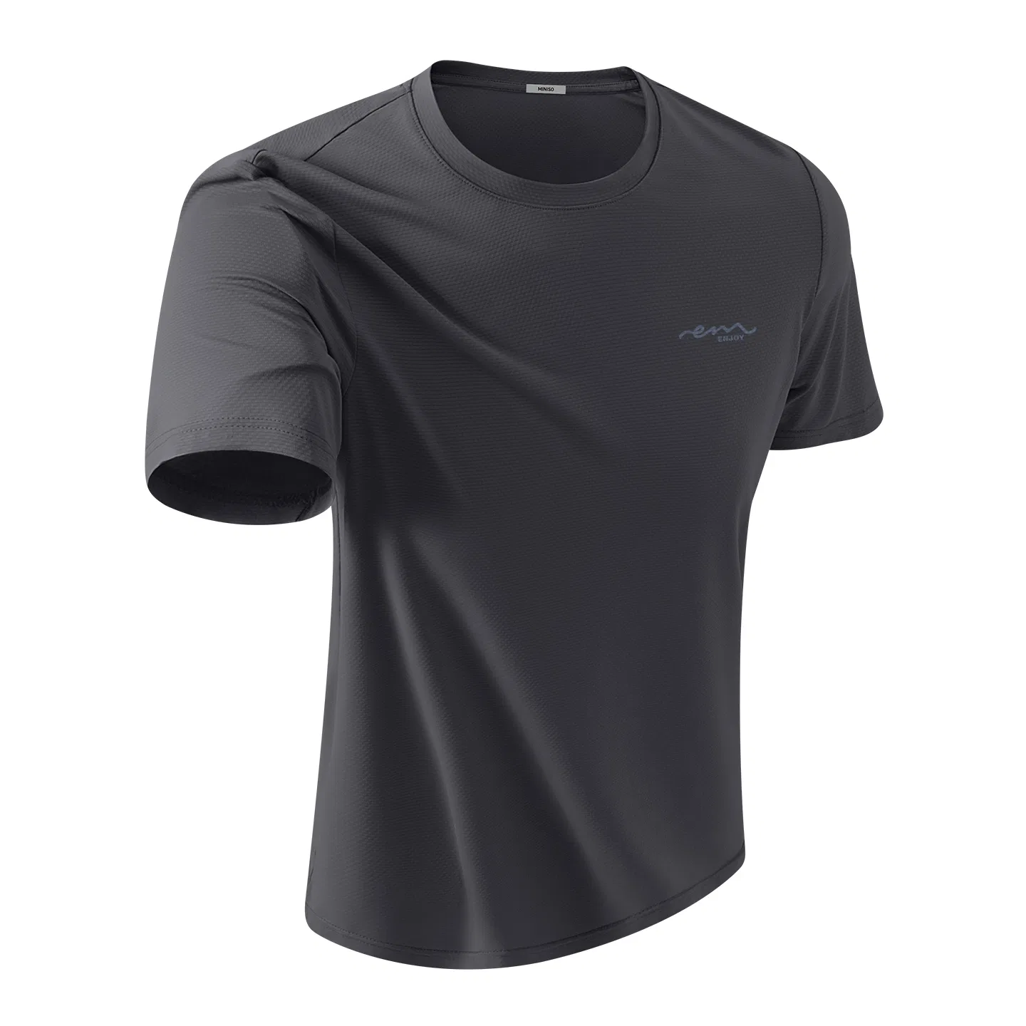 Футболка детская с коротким рукавом MINISO, Ice Silk Breathable Sun Protection Dark Gray (Ink Blue Flowing Chest Logo)
