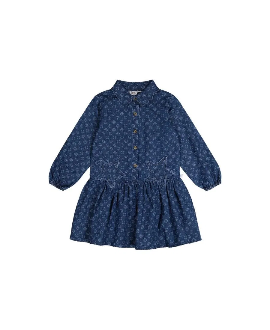 Платье-рубашка с принтом Smiley Print Deux par Deux, Blue Smiley Print