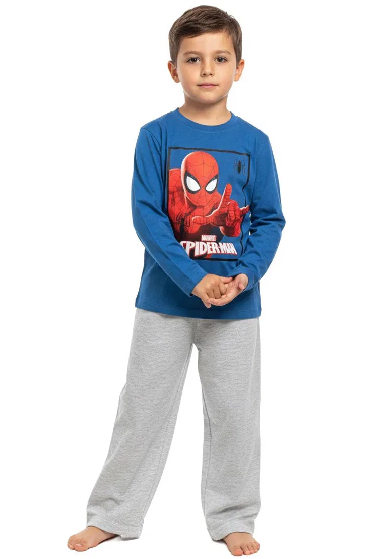 Пижамный комплект Marvel, топ с длинными рукавами и штаны - пижамный комплект Spiderman, Blau Grau — фото 2