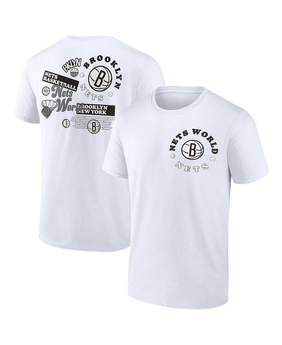 

Мужская фирменная белая футболка brooklyn nets street collective Fanatics, белый