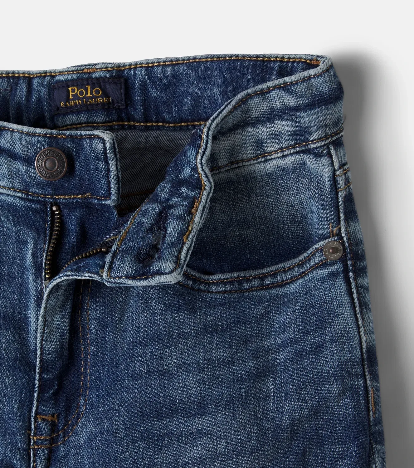 Джинсы расклешенные потертые Polo Ralph Lauren Kids, синий — фото 4