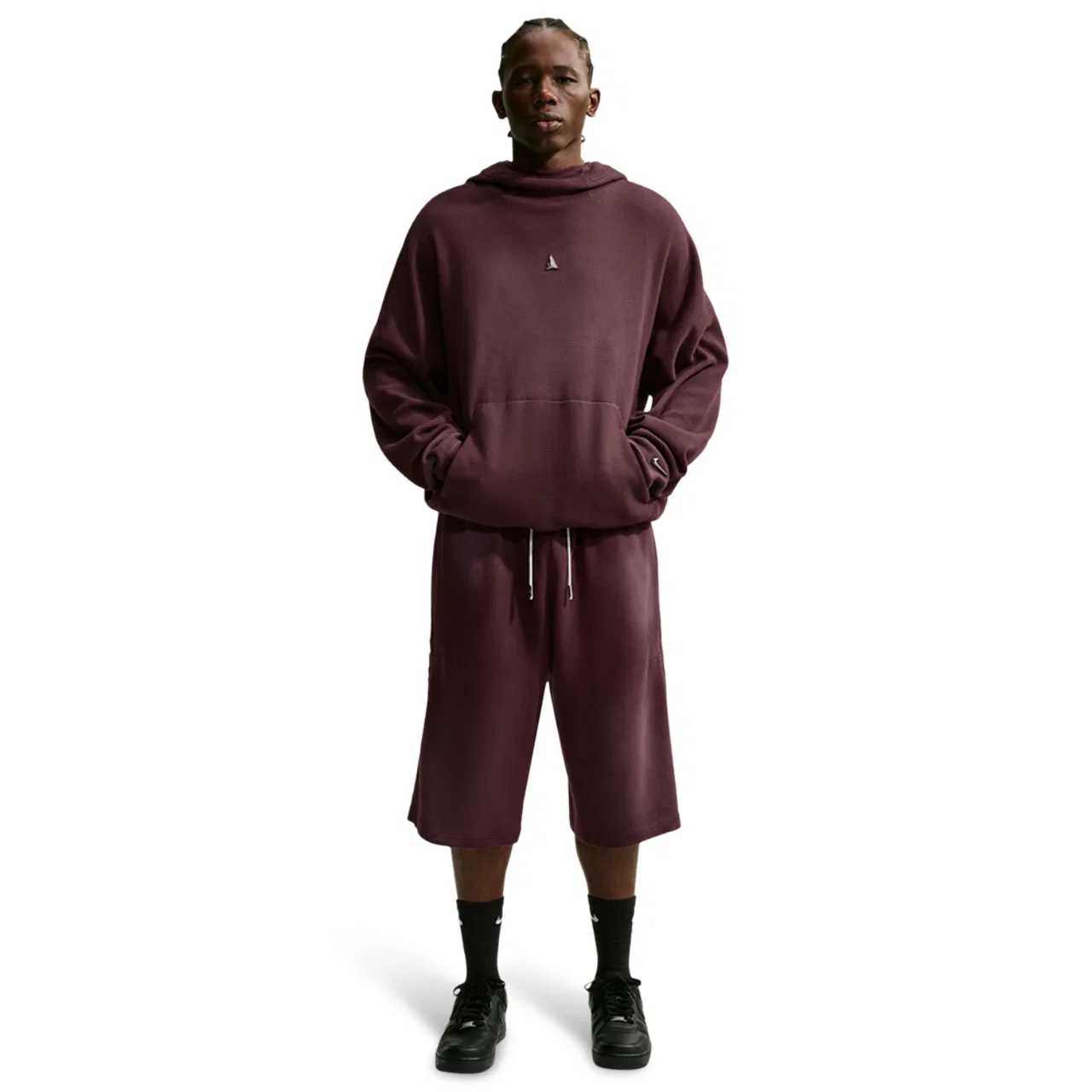 Мужское худи с капюшоном, свободный крой, Nike Ja Pull-Over, Nike, Burgundy Crush — фото 4