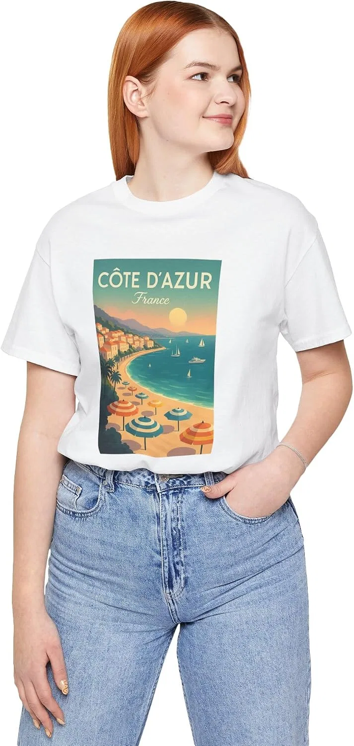 Футболка с ретро-принтом Côte d’Azur Bella Canvas 3001, White — фото 4