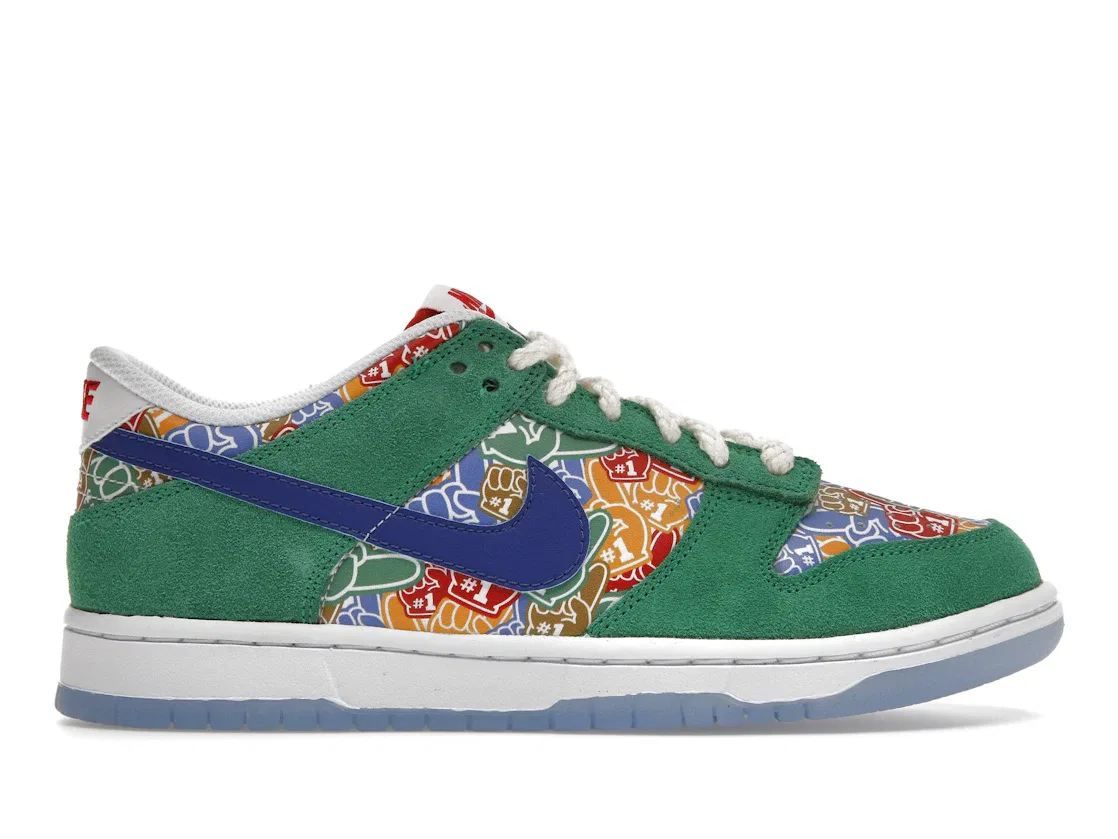 Детские кроссовки с принтом Nike Dunk Low Nike, Stadium Green/White/University Red/Old Royal