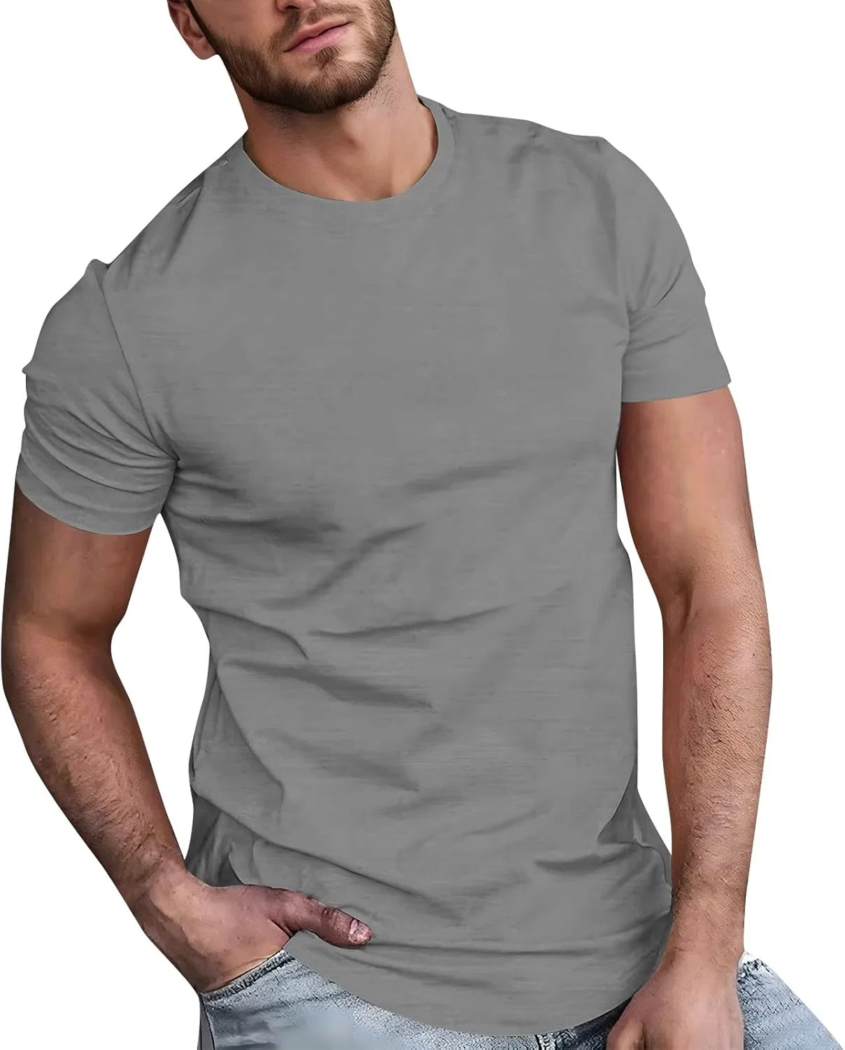 Мужская футболка для фитнеса с коротким рукавом, Grey