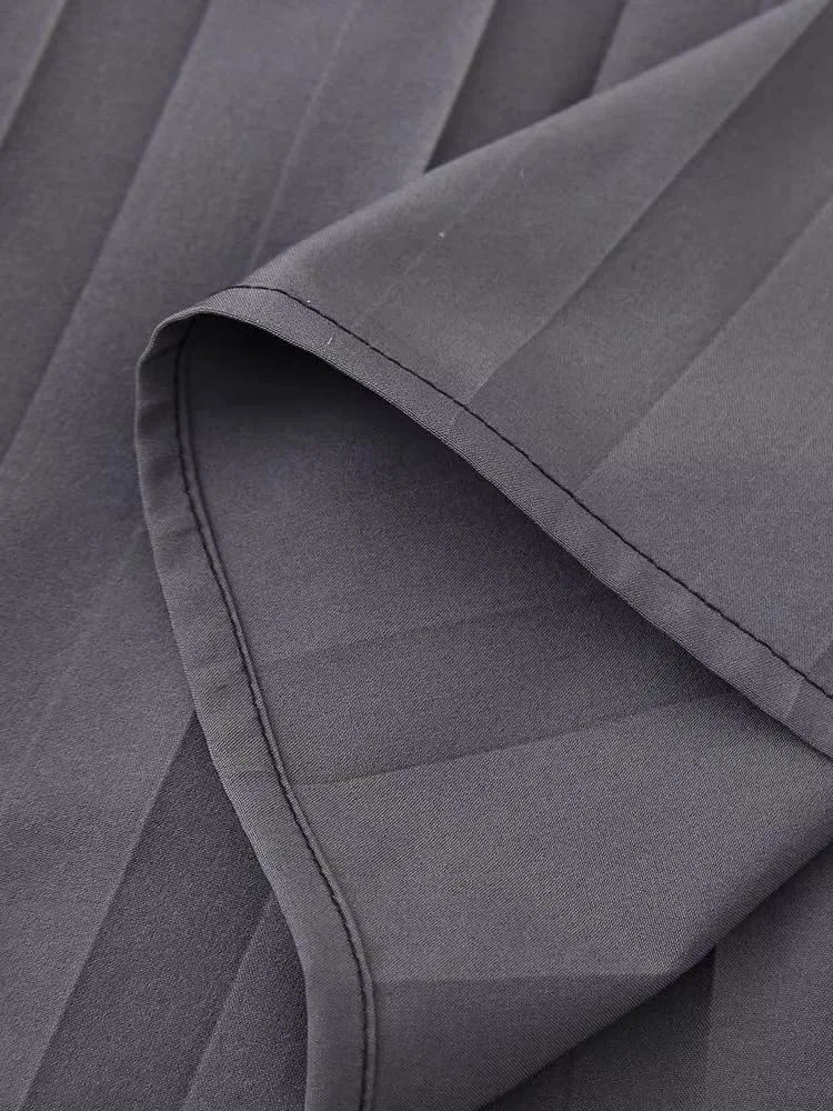 Женское летнее плиссированное платье миди с открытой спиной Generic, Grey — фото 4