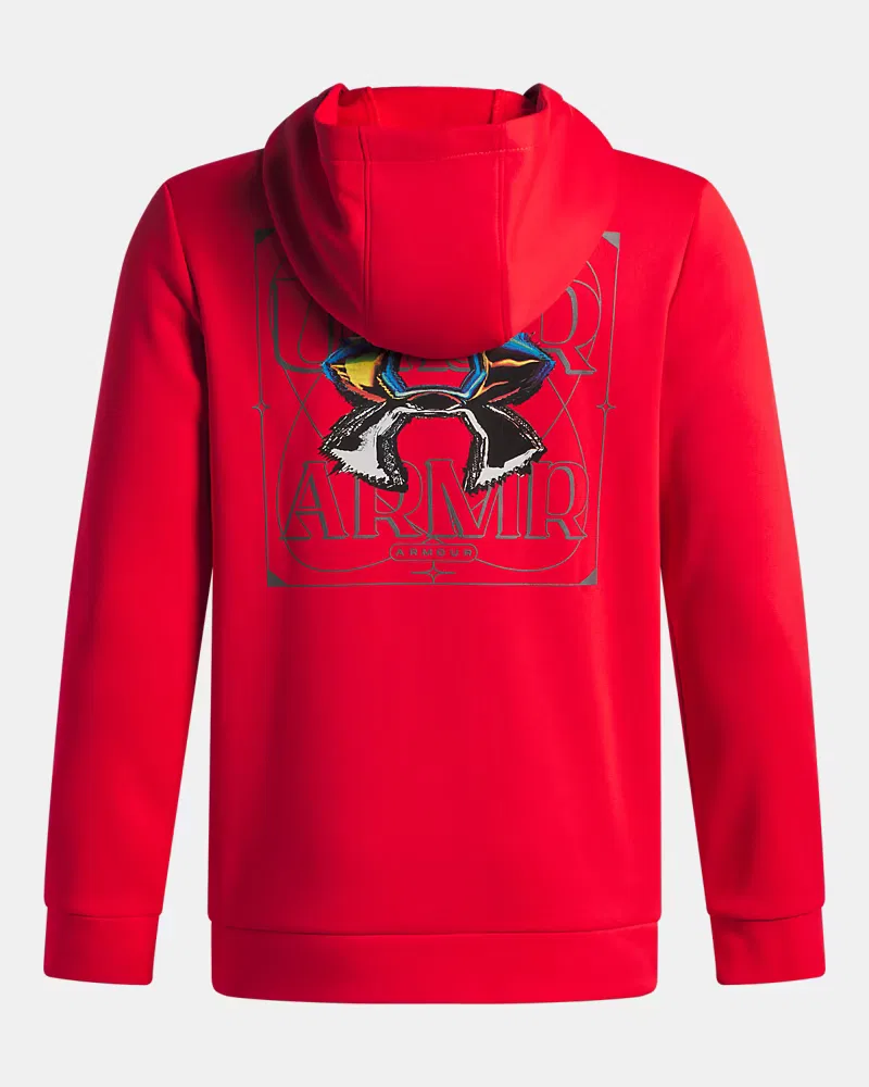 Худи детское легкое и теплое Armour Fleece Starlight Logo UnderArmour, Racer Red/Black — фото 2