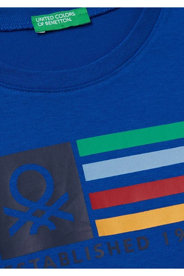 Детская футболка с длинным рукавом United Colors Of Benetton, Saks Blue — фото 3