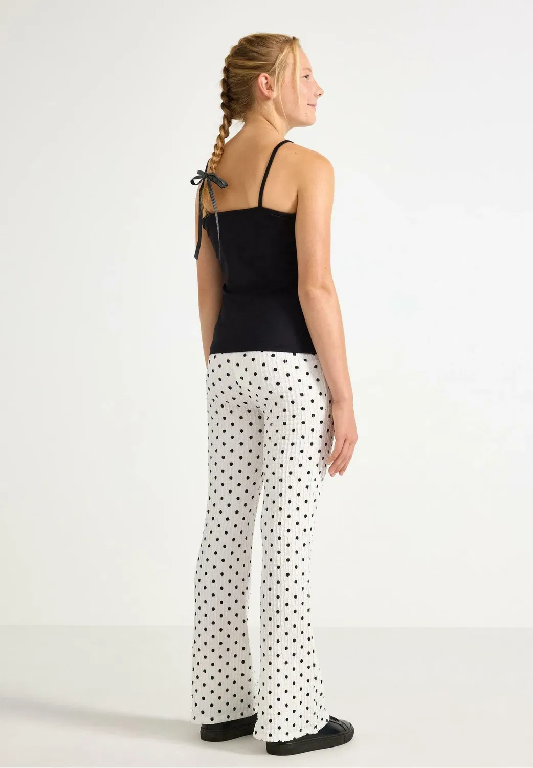 Мятые брюки с поясом-колоколом - леггинсы - брюки Lindex, Off White — фото 3