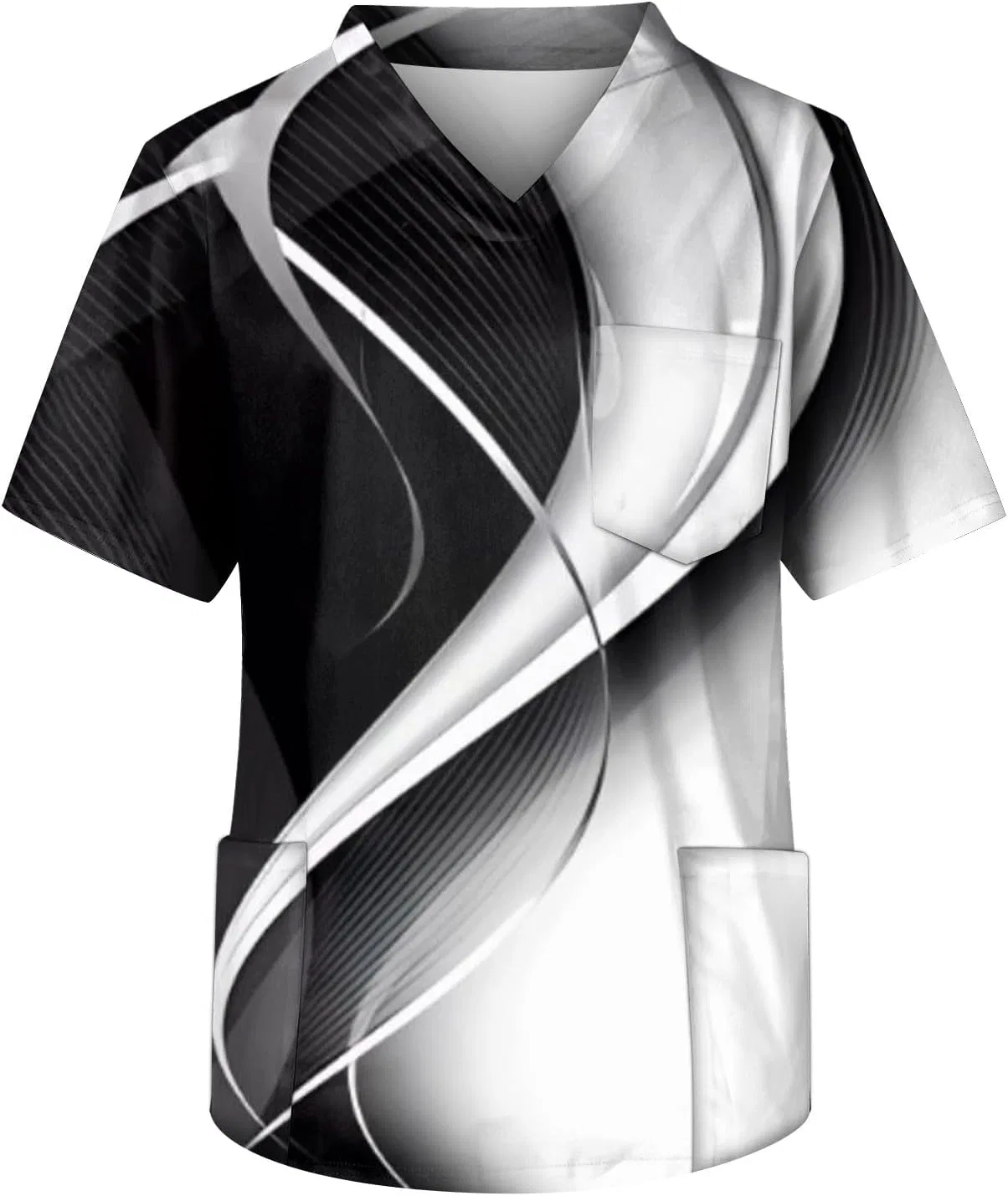 Мужская футболка с V-образным вырезом, Black/White