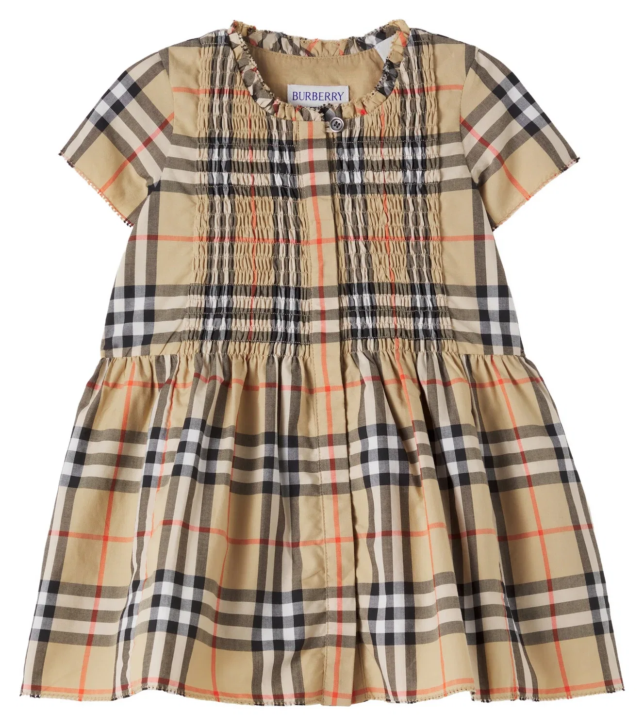 Нарядное платье с клетчатым принтом Baby Burberry Burberry Kids, бежевый