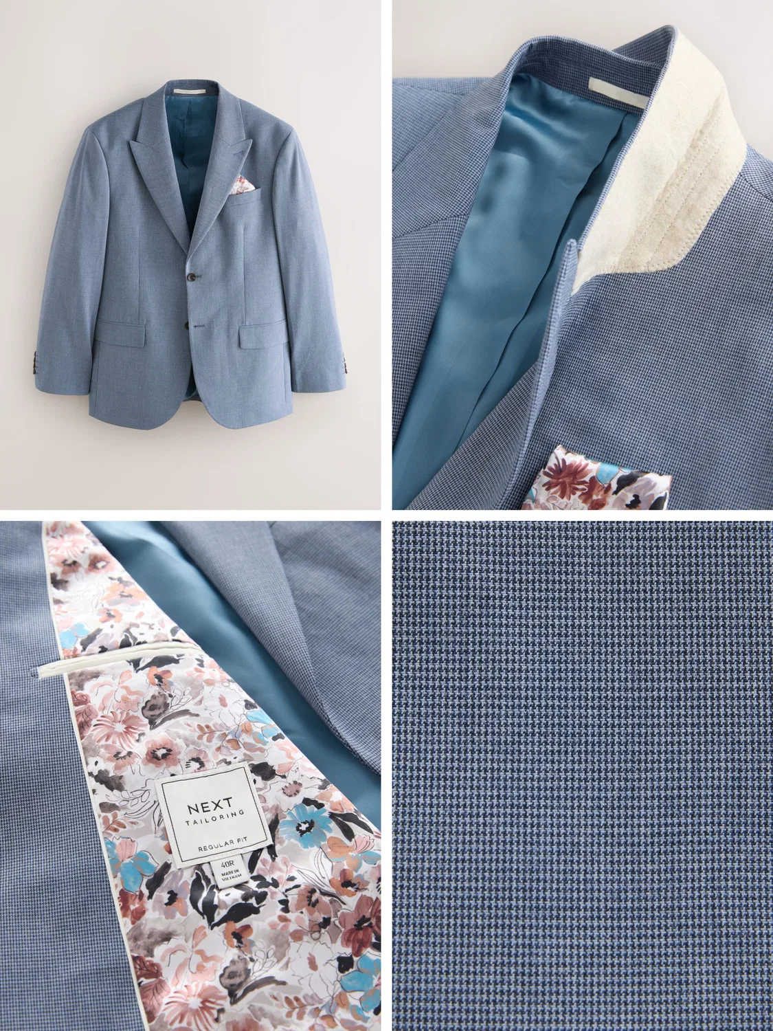Пиджак Regular Fit Motionflex Puppytooth Texture Next, синий — фото 4