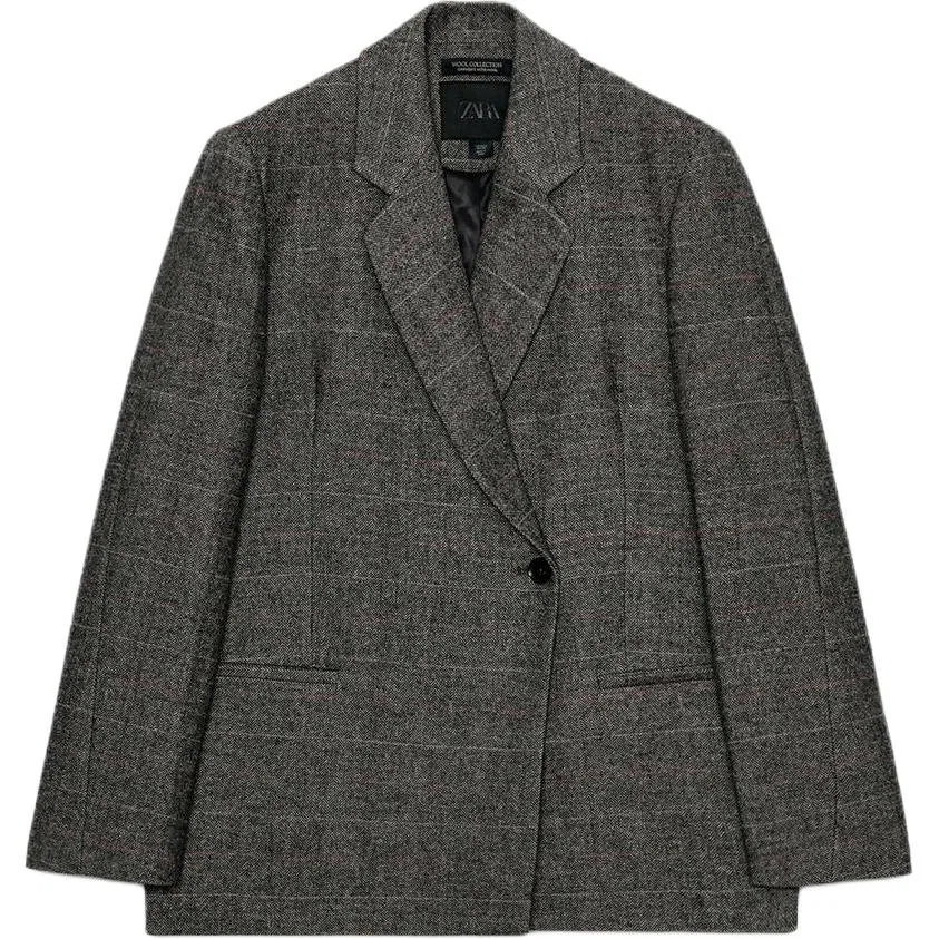 Женский деловой костюм с лацканами Dark Brown ZARA, Темно-коричневый