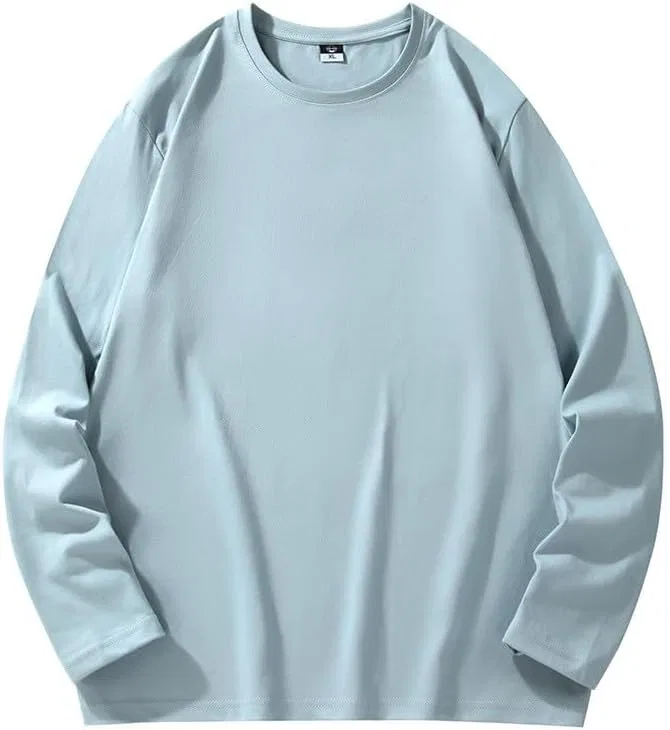 Мужская свободная толстовка с круглым вырезом, Long Sleeve, Light Blue — фото 3