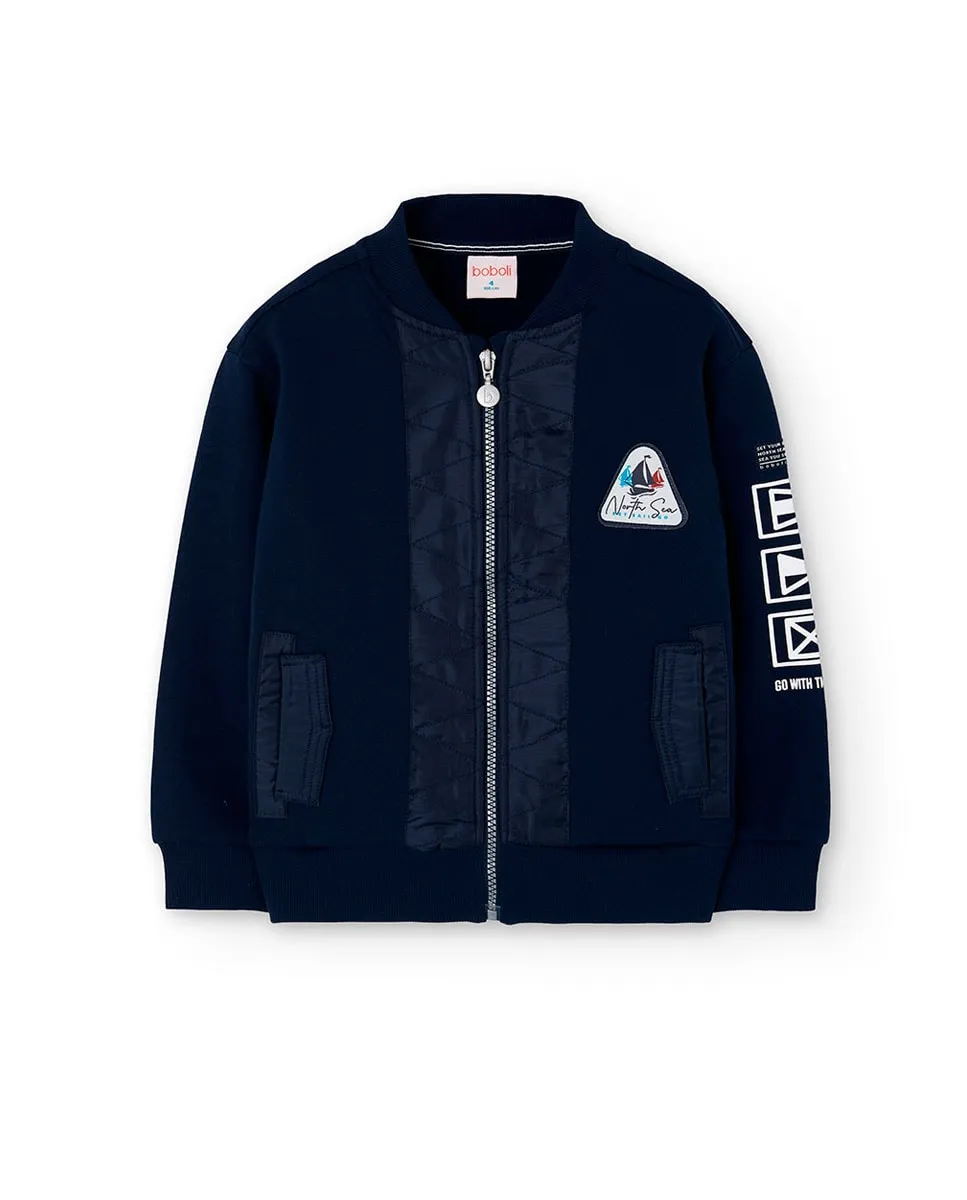 

Детская флисовая куртка с передним карманом Boboli, темно-синий