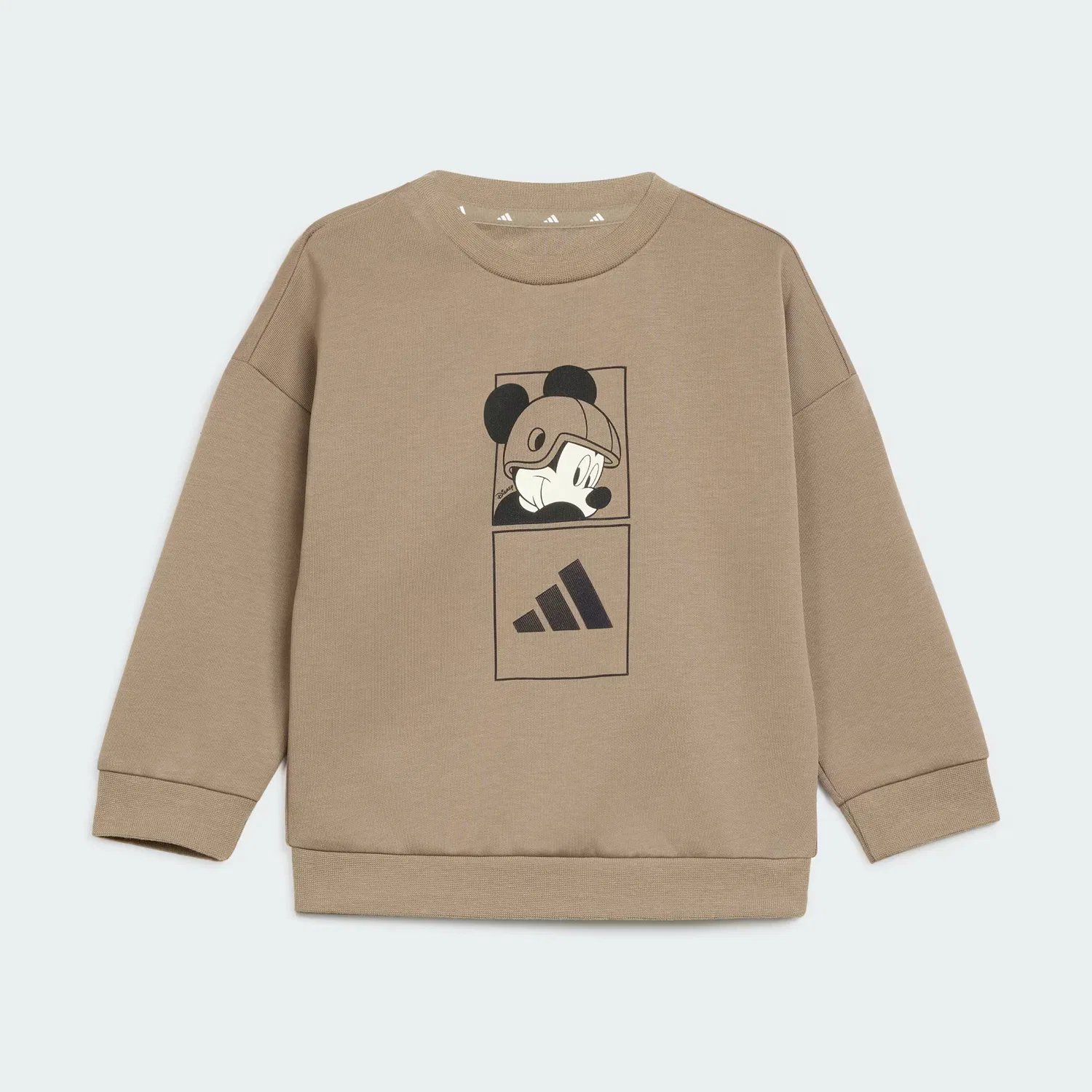 Детский трикотажный спортивный костюм из 2 предметов Disney Mickey Mouse Adidas Sportswear, хаки/белый — фото 2