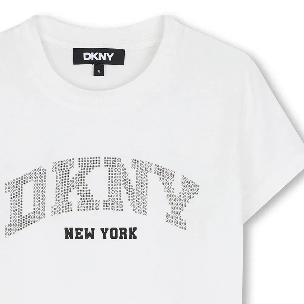 Детская футболка для девочек с коротким рукавом DKNY, White — фото 3