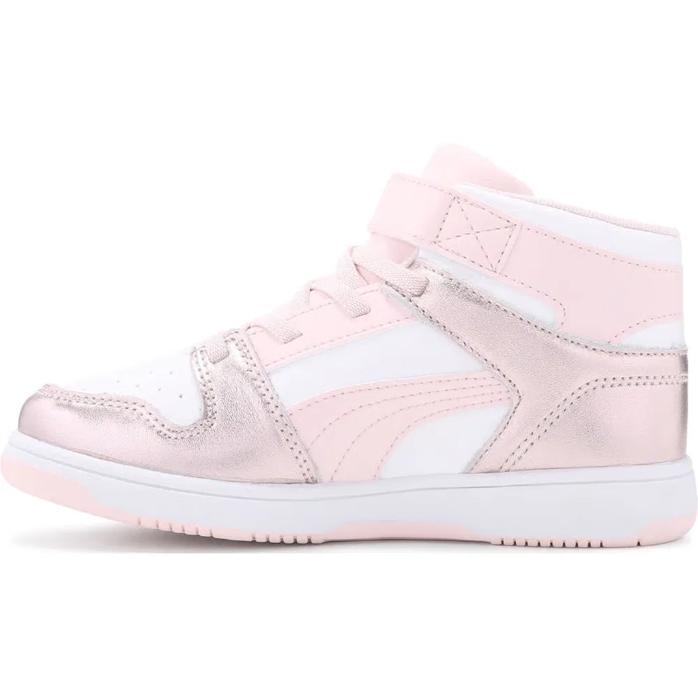 Детские высокие кроссовки Puma, White/Pink/Gold — фото 3