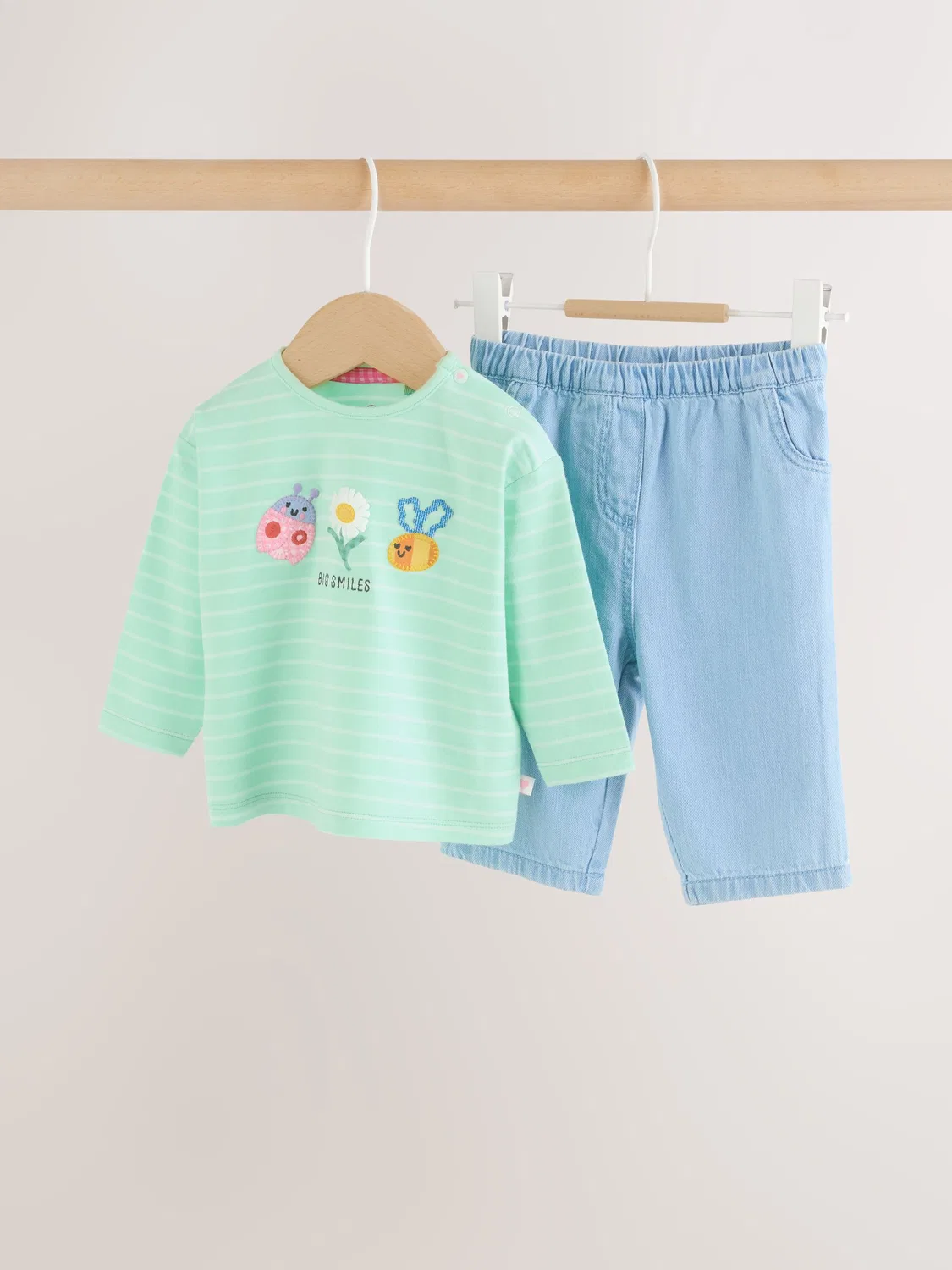 Комплект из футболки и брюк, полосатый, Baby 2 Piece Set Next, зеленый