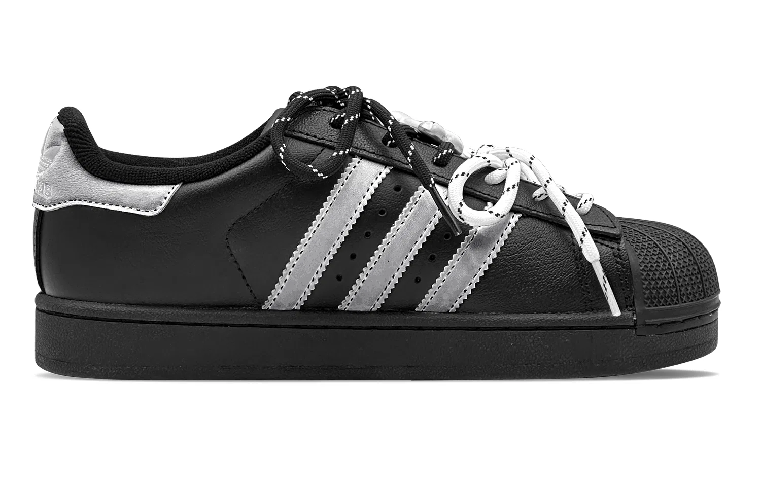 Кроссовки детские для скейтбординга Superstar 2, Adidas Originals, Black Silver — фото 4