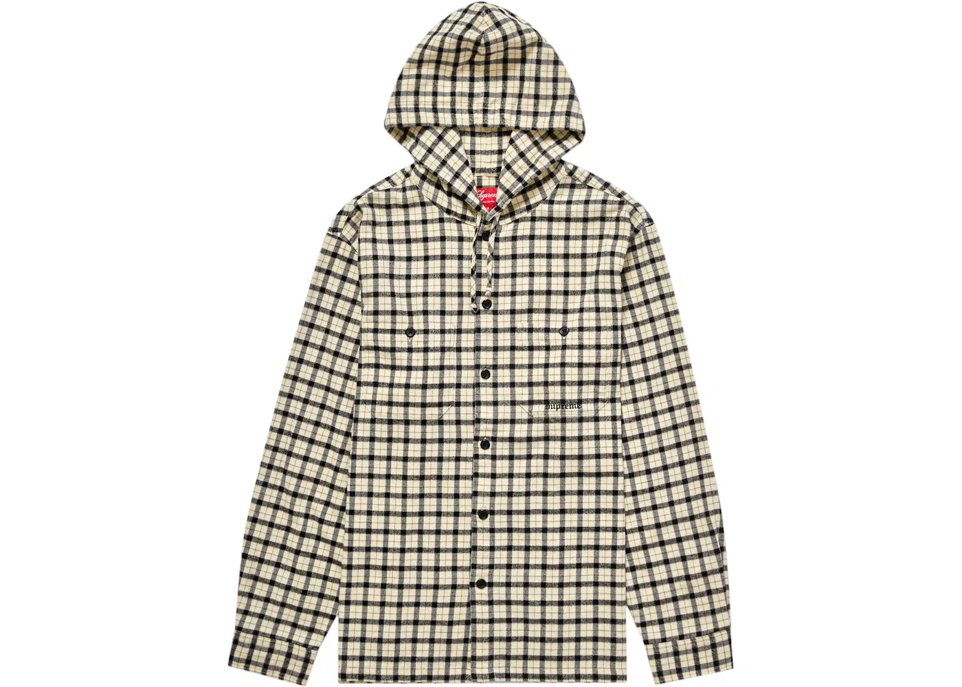 Мужская рубашка с капюшоном в клетку Supreme, White