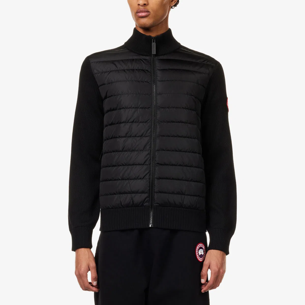 Вязаная куртка Hybridge с контрастными рукавами Canada Goose, черный — фото 3