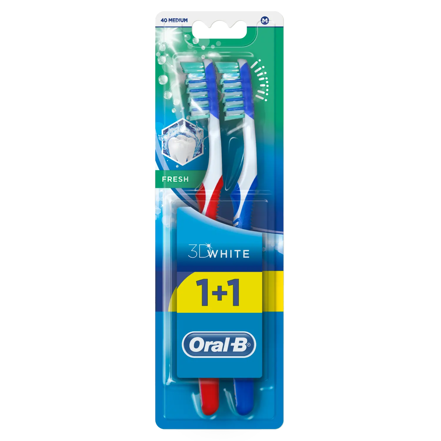 

Oral-B 3D White Fresh средняя зубная щетка, 2 шт/1 упаковка