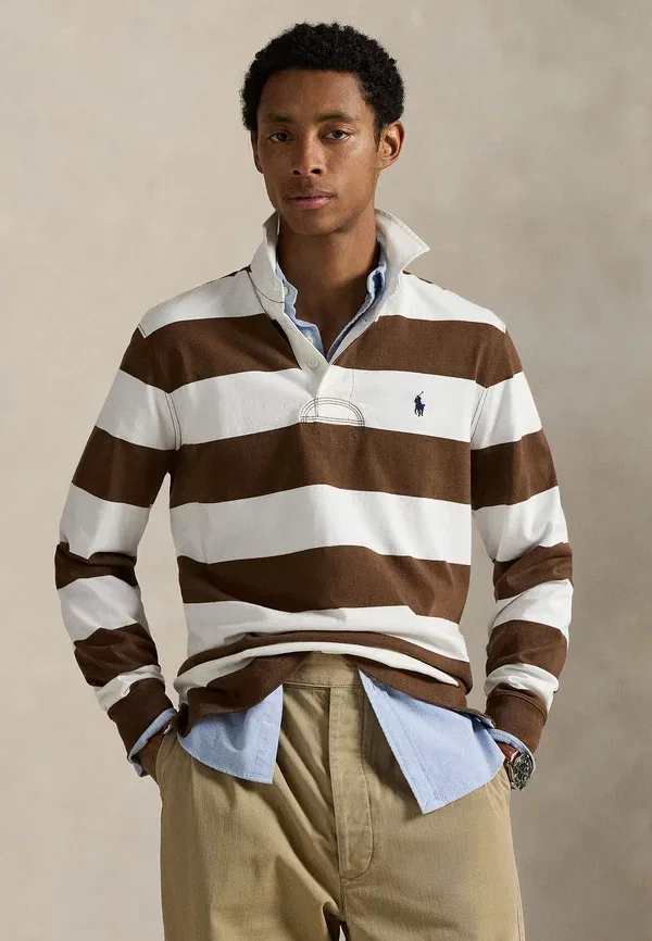 Рубашка поло хлопковая The Iconic Rugby Shirt, Polo Ralph Lauren, Pale Russet/Trophy Cream, кремовый