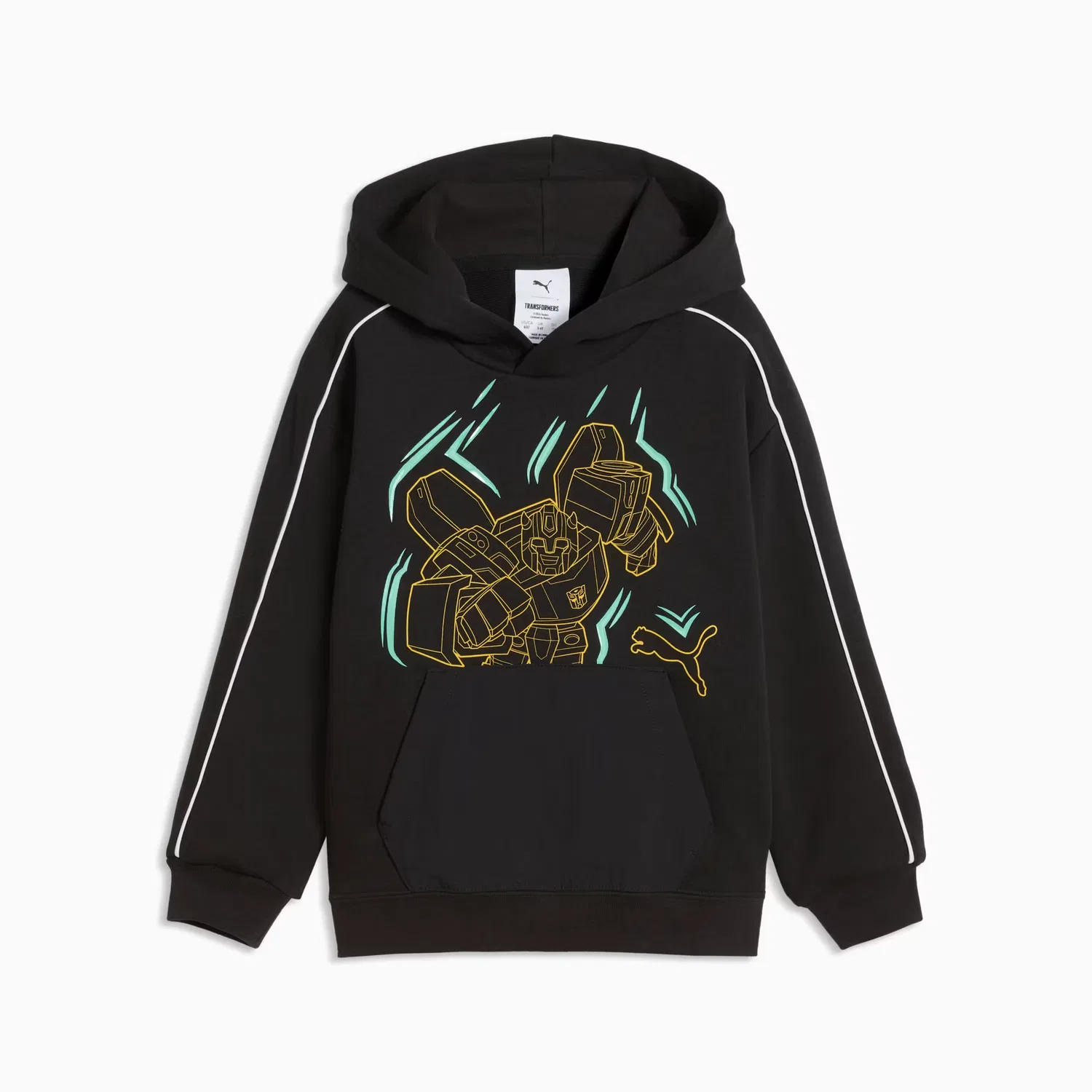 Детская свободная толстовка с графическим принтом Puma X Transformers, Puma Black — фото 4