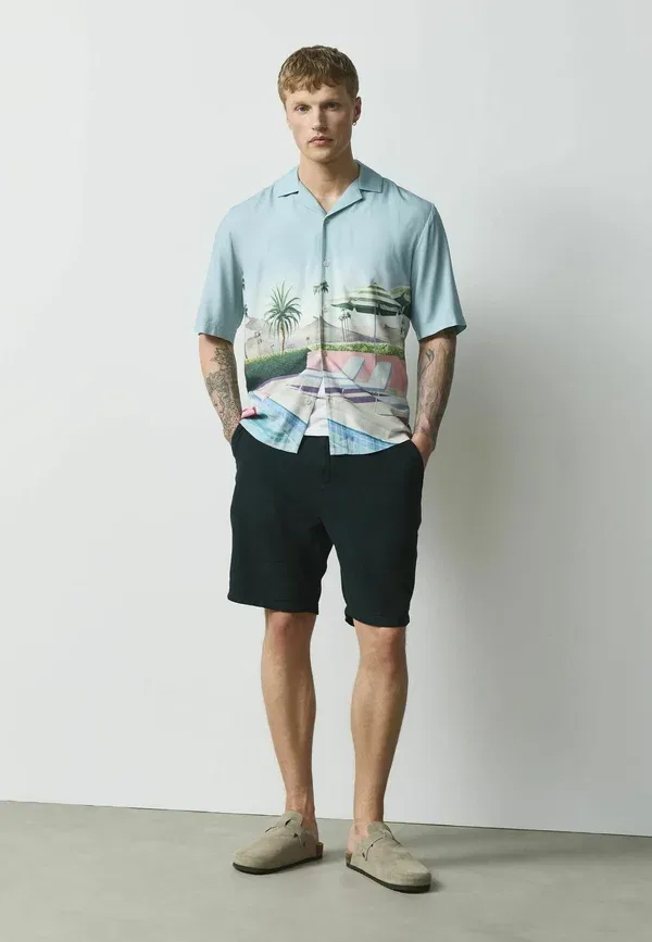 Рубашка с принтом Regular fit Short Sleeve Shirt Next, light blue pool scene, светло-голубой — фото 2